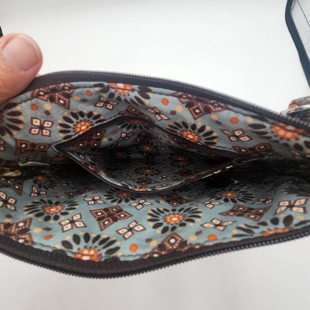 Vera Bradley Floral Canyon Pattern Crossbody Purse Bag Brown  6.5" x 9.5" x 1.5" - Picture 10 of 16